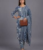 women floral printed regular kurta with trousers & with dupatta