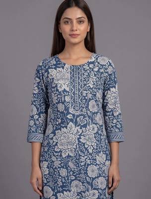 women floral printed regular kurta with trousers & with dupatta 7