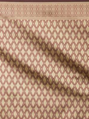 beige beige & maroon silk blend printed banarasi saree 4