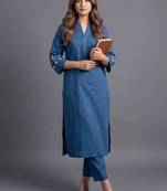 women ethnic motifs embroidered regular thread work kurta with trousers