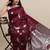 burgundy burgundy & silver-toned woven design zari lichi silk blend banarasi saree