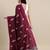burgundy burgundy & silver-toned woven design zari lichi silk blend banarasi saree