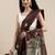 brown brown & silver-toned woven design zari lichi silk blend belted banarasi saree