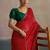red ethnic striped printed leheriya saree