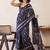 Navy blue ethnic motifs ready to wear ikat saree