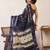 Navy blue ethnic motifs ready to wear ikat saree
