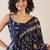 Navy blue ethnic motifs ready to wear ikat saree