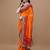 Orange orange ethnic motifs embroidered bandhani saree