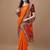 Orange orange ethnic motifs embroidered bandhani saree