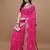 Pink pink geometric printed embroidered bandhani saree
