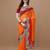 Orange orange ethnic motifs embroidered bandhani saree