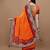 Orange orange ethnic motifs embroidered bandhani saree