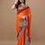 Orange orange ethnic motifs embroidered bandhani saree