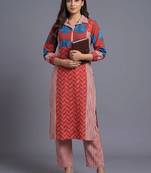 women printed regular kurta with trousers