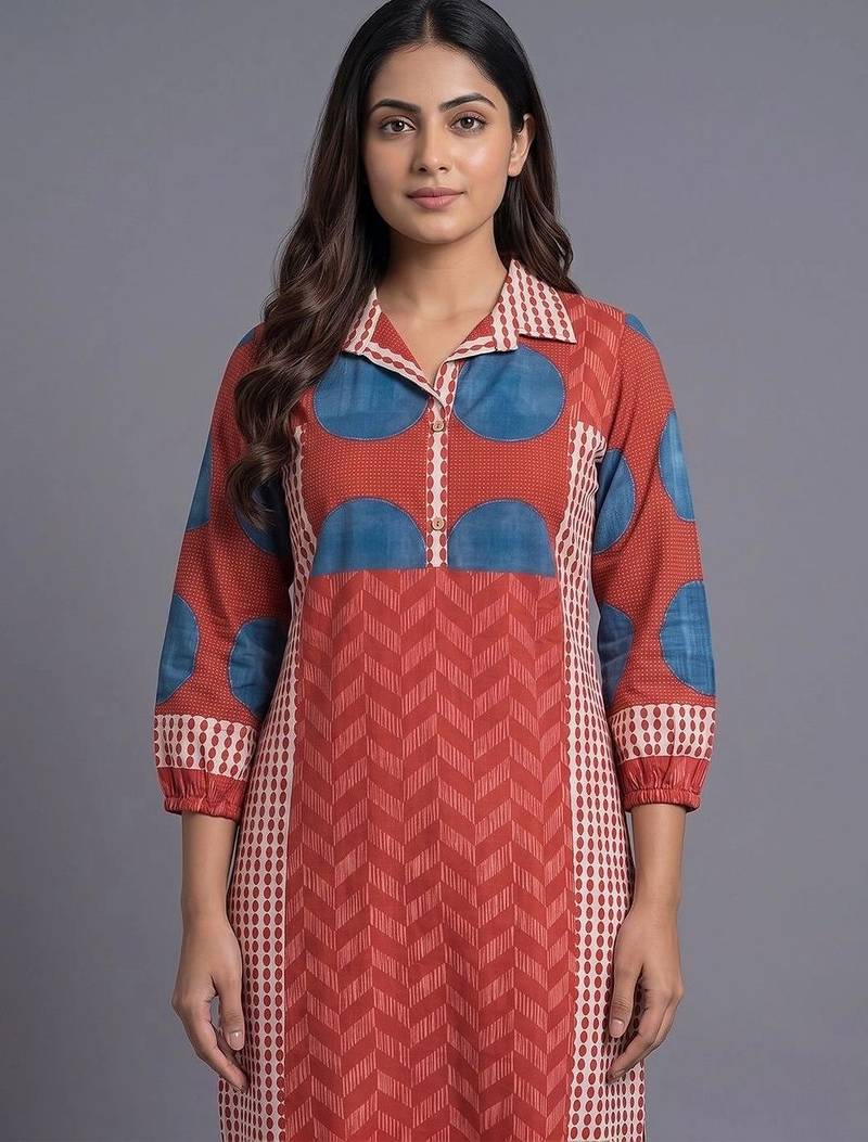 women printed regular kurta with trousers