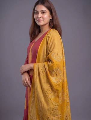 women ethnic motifs printed regular cotton kurta with trousers & with dupatta 3