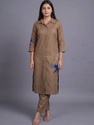 women ethnic motifs embroidered regular thread work kurta with trousers 6