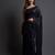 black embellished sequinned pure georgette saree