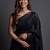 black embellished sequinned pure georgette saree