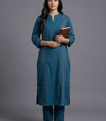 women striped regular kurta with trousers
