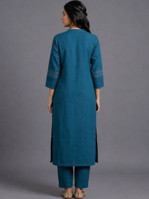 women striped regular kurta with trousers 3