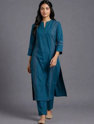 women striped regular kurta with trousers 5