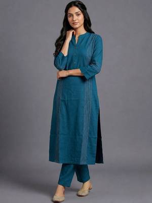 women striped regular kurta with trousers 6