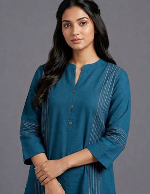 women striped regular kurta with trousers 7