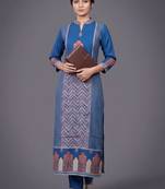 women ethnic motifs printed regular kurta with trousers