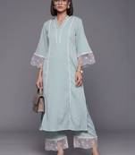women regular silk crepe kurta with trousers