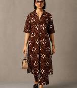 women ethnic motifs printed regular cotton kurta with trousers