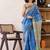 Blue ethnic motifs ready to wear bagru saree