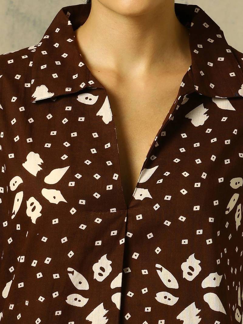 women ethnic motifs printed regular cotton kurta with trousers
