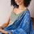 Blue ethnic motifs ready to wear bagru saree