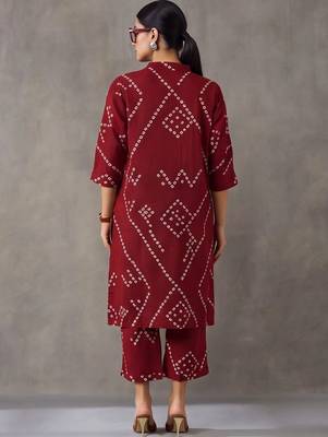women printed regular cotton kurta with trousers 3