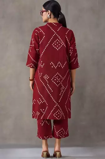 women printed regular cotton kurta with trousers