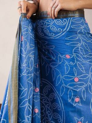 Blue ethnic motifs ready to wear bagru saree 5