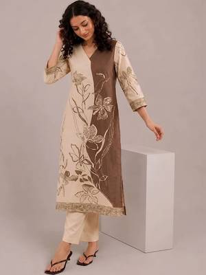 women floral printed regular kurta with trousers 1