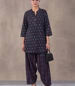 women ethnic motifs printed regular cotton kurti with farshi salwar