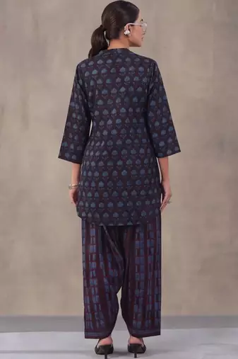 women ethnic motifs printed regular cotton kurti with farshi salwar