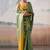Green solid zari saree with blouse piece