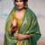 Green solid zari saree with blouse piece