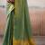 Green solid zari saree with blouse piece