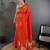 Orange woven design zari banarasi saree with blouse piece