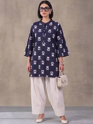 women floral printed regular cotton kurta with farshi salwar 1