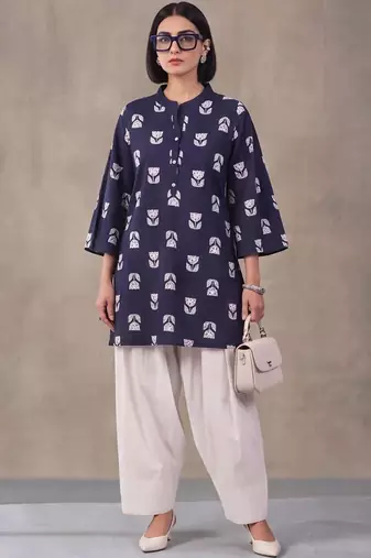 women floral printed regular cotton kurta with farshi salwar