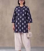 women floral printed regular cotton kurta with farshi salwar