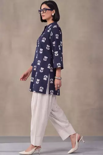 women floral printed regular cotton kurta with farshi salwar