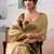 Gold woven design tissue zari weaving saree with contrast blouse piece