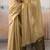 Gold woven design tissue zari weaving saree with contrast blouse piece